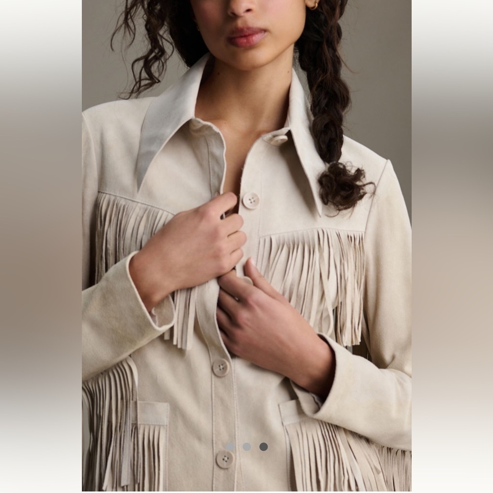 🐎 RARE 🐎 Suede Soia & Kyo Anthropologie NWT Giada Suede Fringe Jacket size S. - Picture 2 of 9